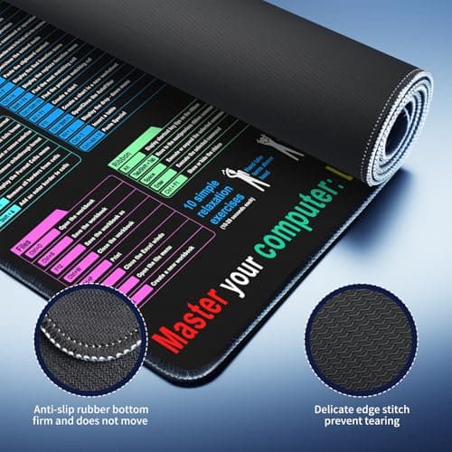Excel Cheat Sheet Desk pad—Contains 12 Types of Common Skills in Excel and Word|Large XL Size（31.5 * 11.8 inch）|Desk mat for Keyboard and Mouse|Work、Study、Gaming Mouse pad|Waterproof、Anti-Slip 6