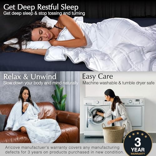 Aricove Cooling Weighted Blanket, 12 lbs, Twin Size for Adults, Luxury Heavy Blanket, Silky Soft Bamboo Viscose, 48x72 inches, Machine Washable, White 5