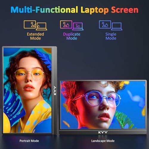 KYY 4K Portable Monitor for Laptop, 15.6'' Computer Screen Extender UHD 3840x2160,100% sRGB, 400 Nits, IPS Travel Monitor w/Speakers & Smart Cover for Laptop Xbox PS5 Switch PC Phone, VESA Compatible 5
