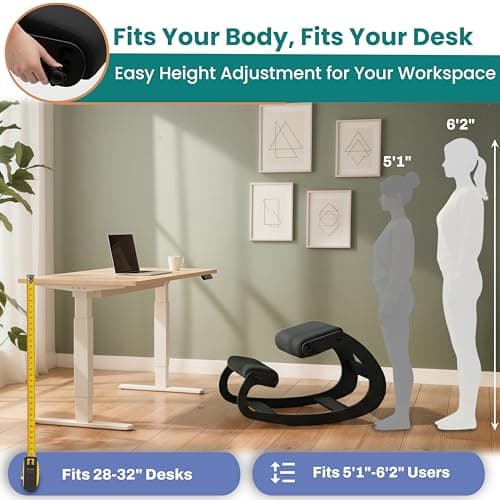 NYPOT Ergonomic Kneeling Chair with Adjustable Seats - Knee Chair for Posture Correction & Kneel Rocking Stool for Desk - Back Pain Relief for Home and Office, Supports 250 pounds - 5 Years Warranty 5