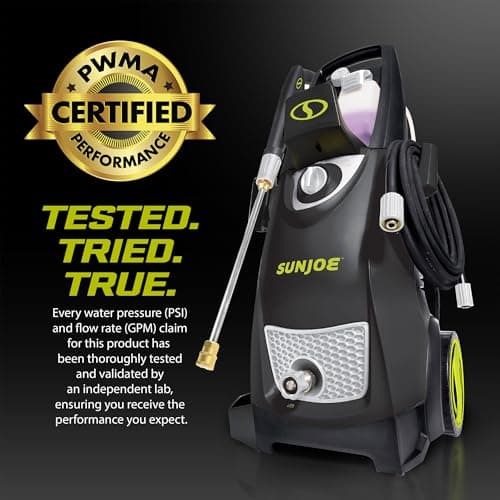 Sun Joe Electric Pressure Power Washer, Heavy-Duty 2500 Max PSI (2030 PSI PWMA Rated), Cleaning Machine for Patios, Decks, & Sidewalks, Safety First GFCI Power Cord, w/Dual Soap Tanks, SPX3000 8