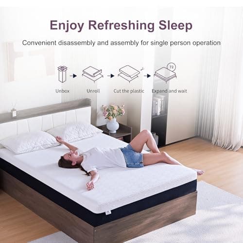 KOPEECHO Full Size Mattress, 8 Inch Gel Memory Foam Mattresses, Medium Firm for Cool Sleeping, Sweet Sleep Pressure Relief, Easily Replaceable,CertiPUR-US Certified Colchón in a Box 6