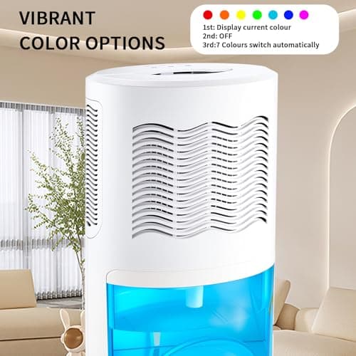 Dehumidifier for Home with Colorful Light Auto Shut Off Protection Ideal for Bedroom and Basement 2 Working Modes Daytime and Nighttime Efficient Moisture Removal System 5