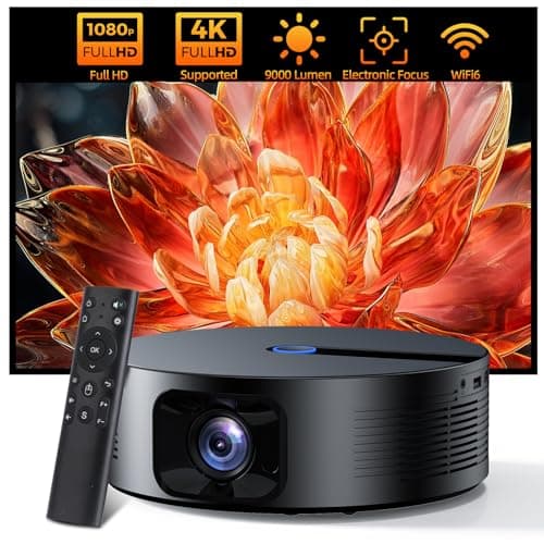 [Electric Focus/Auto Keystone] BETTDOW Projector with WiFi 6 & Bluetooth 5.0,Native 1080P 4K Support Sealed Projector,9000 Lumen Outdoor Movie Projector for Android/TV Stick/HDMI/USB/Laptop-Grey