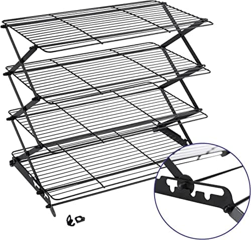 Geesta 2/3/4-Tier Upgraded Collapsible Cooling Rack with Adjustable 3 Setting Design Stackable Roasting Cooking Drying Wire Cooling Rack for Cookies Baking Gifts for Women 8
