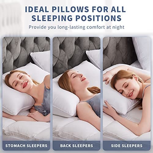 Mr.Ye Bed Pillows for Sleeping King Size 2 Pack Premium Luxury Hotel Quality Soft Pillows Down Alternative Filling for Back, Stomach or Side Sleepers, White 5