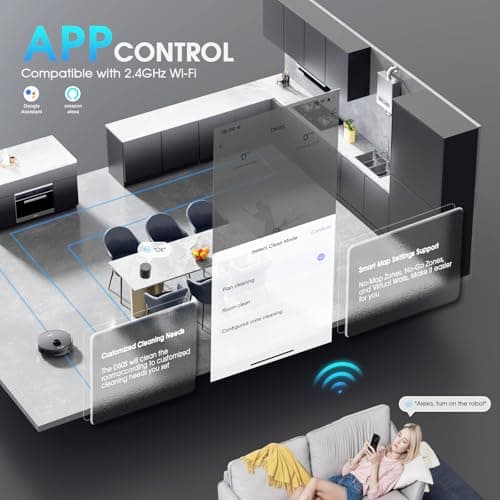 Robot Vacuum and Mop, Mapping Robotic Vacuums Cleaner with LiDAR Navigation Smart & Strong Suction, WiFi/App/Alexa/Voice Control, Obstacle Avoidance, for Home, Wood/Hard Floors, Pet Hair -Black 7