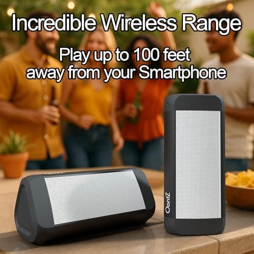 OontZ Angle 3 Ultra - Portable Bluetooth Speaker, 14 Watts, Bigger Bass, Hi-Quality Sound, 100 Ft Wireless Range, Play Two Speakers Together, IPX7 Waterproof, Home, Outdoor, Great Gift (White) 5