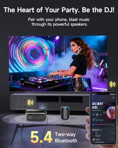 Smart LED 4K Projector Daylight HDR WiFi 6 Bluetooth DB Audio, 2300ANSI Daytime Movie Gaming Projectors 4K Ultra HD Home Theater Ceiling with Auto Focus Keystone Zoom Airplay USB Apps 9