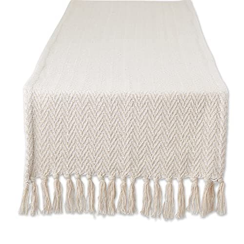 DII Woven Basic Tabletop Collection Chevron Table Runner, 15x108, Off-White