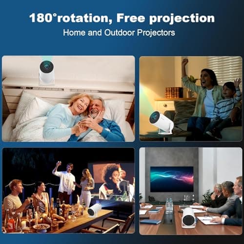 Mini Projector, Support 4K 1080P Portable Projector with Dual Band WIFI6 5G Wireless 5.2 Bluetooth Android 11, 200 ANSI Lumens, 180° Rotatable, Auto Keystone Correction,35"-130" Screen Video Projector 5