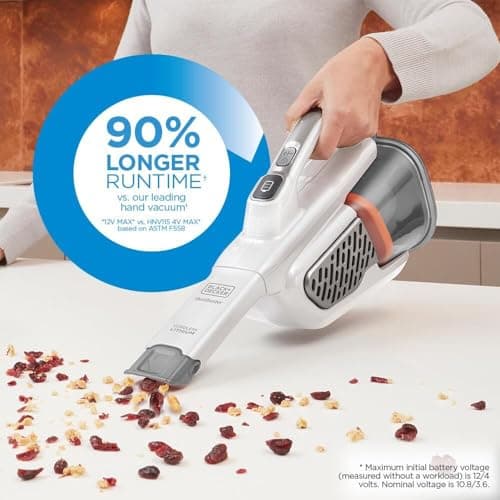 BLACK+DECKER Dust Buster Hand Held Vacuum Cordless Rechargeable, Portable Vacuum for Car, Extended Runtime, Powerful Suction, Extra Long Crevice Tool, AdvancedClean+ (HHVK320J10) 7