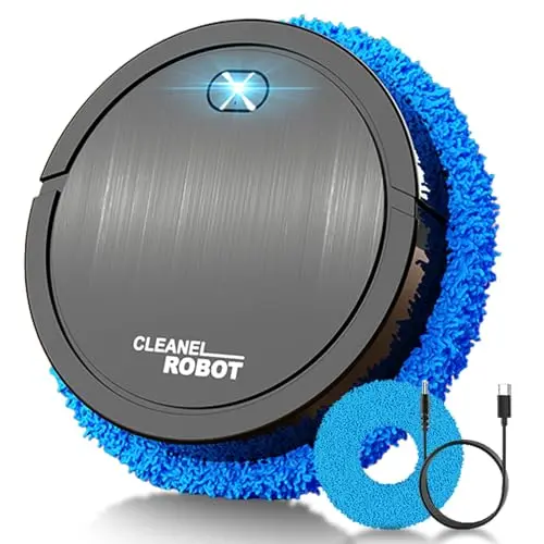 Robot Mop,Ultra Quiet Smart Mopping Robot Cleaner,Wireless Auto Sweeping & Mopping, Suitable for Cleaning Hard Floors and Tiles-Black