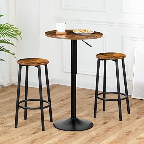 HOOBRO Bar Stools, Set of 2 Bar Chairs, Kitchen Round Height Stools with Footrest, Breakfast Bar Stools, Sturdy Steel Frame, for Dining Room, Kitchen, Party, Easy Assembly, Rustic Brown BF03BY01 9