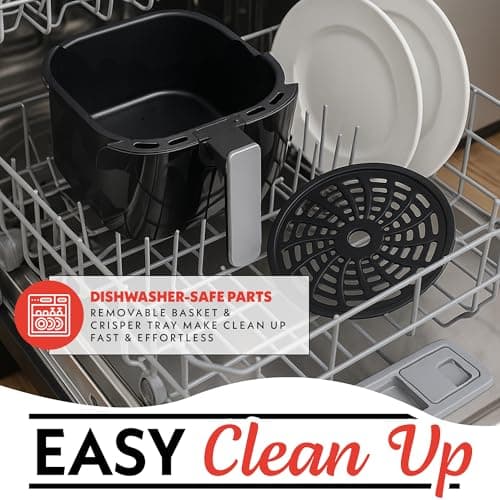 Gourmia Air Fryer - 4 Qt Capacity, FryForce360º, Digital Display with 8 Presets, Roast, Bake, Broil, Dehydrate, Dishwasher Safe Accessories, Compact, Black 7