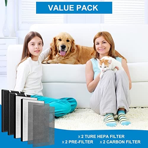 2 Sets Air220 Air320 Filter Replacement Compatible with Bissell Air320 Air220 2768A 2609A Air Purifier, Include 2 Post + Pre & Activated Carbon Filter, Compare Part # 2677,2678,2804 6