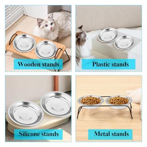 3Pcs Stainless Steel Cat Bowl, 5.5 Inch Metal Cat Food Bowl, Cat Bowls Whisker Friendly, Shallow Wide Flat Cat Food Bowls, Replacement Basic Cat Plates, Metal Basic Cat Bowls, Small Cat Bowls Wet Food 7