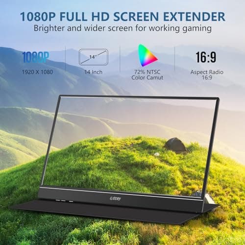 G-STORY Portable Monitor 14 Inch FHD 1080P IPS USB-C,USB-A Laptop Monitor with Adjustable and Hidden Cable Design，Extender Display with Smart Cover for Laptop PC MAC Perfect for Travel 6