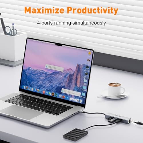 UANTIN USB 3.0 to Ethernet Adapter Gigabit | 3-Port USB-A 3.0 Hub with 10/100/1000 RJ45 Adapter,Aluminum 4-in-1 USBA to LAN Network Converter for Surface Pro,Chromebook,Dell and Laptop 5