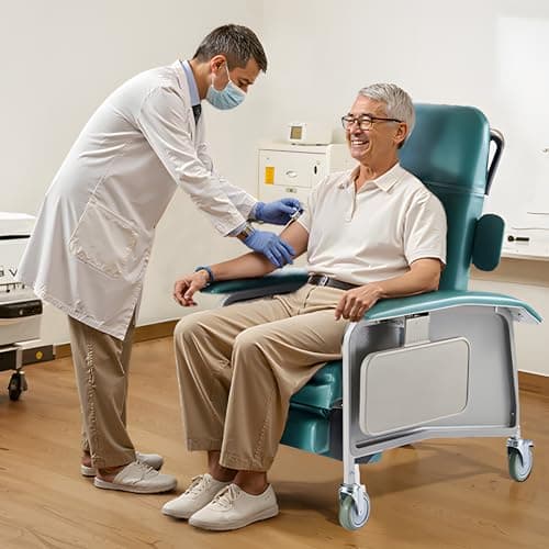 VEVOR Geri Chair Recliner, 4-Position Reclining Geri Chair with 2 Trays, 250 lbs Capacity Trendelenburg Medical Recliner Chair with 4 Wheels for Hospital, Nursing Home, Geriatric Home Care 8