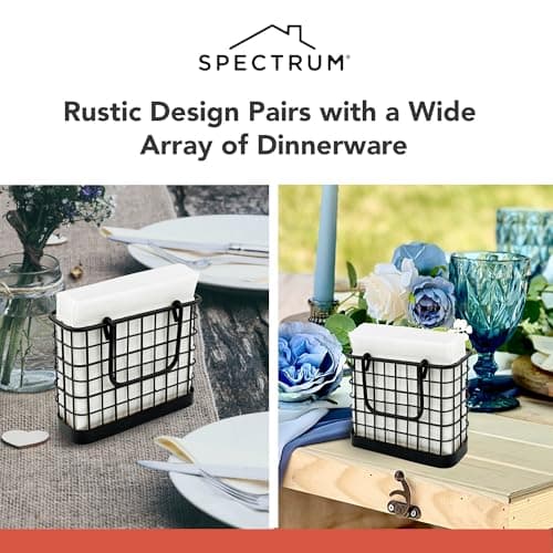 Spectrum Leaf Vertical Napkin Holder for Table & Kitchen Countertop Organization, Metal Napkin Dispenser with Weighted Base Keeps Paper Napkin Holders Standing for Dining Room Décor, Black 5