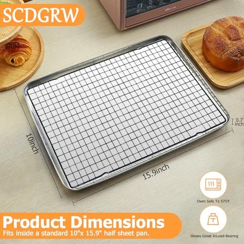 SCDGRW 5PCS Cooling Racks for Cooking and Baking 10" x 16" Wire Rack Baking Rack, Cookie Rack, Heavy Duty Stainless Steel Wire Rack for Grilling, Roasting, Cooking, Drying 4