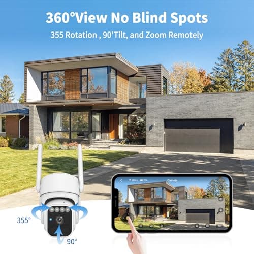 3-Link Solar Camera Outdoor Wireless, Wi-Fi Security Cameras for Home, 360° View, Two-Way Talk, Auto Tracking, Light Alarm, Color Night Vision 3