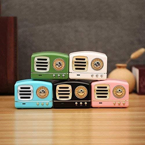 Dosmix Portable Bluetooth Stereo Speaker, Enhanced Bass Retro Wireless Vintage Speaker with TF Card Slot, Built-in Mic for Travel, Home, Beach, Kitchen for Android/iOS Devices (Pink) 9