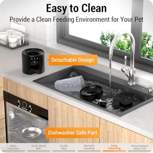 Automatic Cat Feeder with 5G WiFi : 5L Automatic Dog Feeder with Sealed Outlet, Timed Auto Cat Food Dispenser with APP Control for Pets, Detachable for Easy Clean - 21 Cup 6