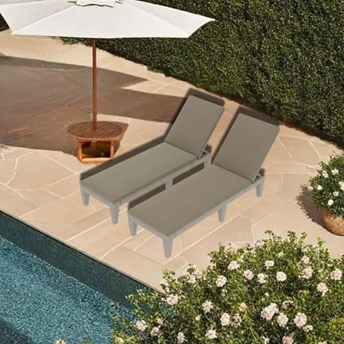 YITAHOME Patio Chaise Lounge Set of 2, Outdoor Chaise Lounge with Cushion & Adjustable Backrest for Backyard, Poolside, Lawn, Waterproof & Easy Assembly (Taupe) 9
