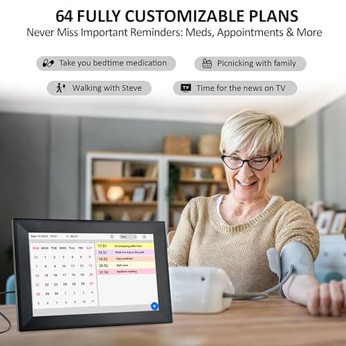 TIXINPO WiFi Smart Digital Clock with Weather and Temperature,with Date and Day of Week for Elderly,64 Alarms, Digital Calendar & Schedule Reminders (10.1" Black) 5