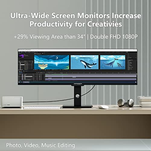 INNOCN Ultrawide Monitor 43.8" WFHD 3840 x 1080p 120Hz 32:9 IPS Computer Split Screen 96% DCI-P3 HDR400 FreeSync Premium USB Type-C HDMI Height Adjustable Mountable - 44C1G 5