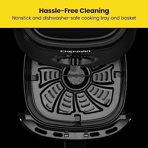 Chefman TurboFry 2-Quart Air Fryer, Dishwasher Safe Basket & Tray, Use Little to No Oil For Healthy Food, 60 Minute Timer, Fry Healthier Meals Fast, Heat And Power Indicator Light, Temp Control, Black 5