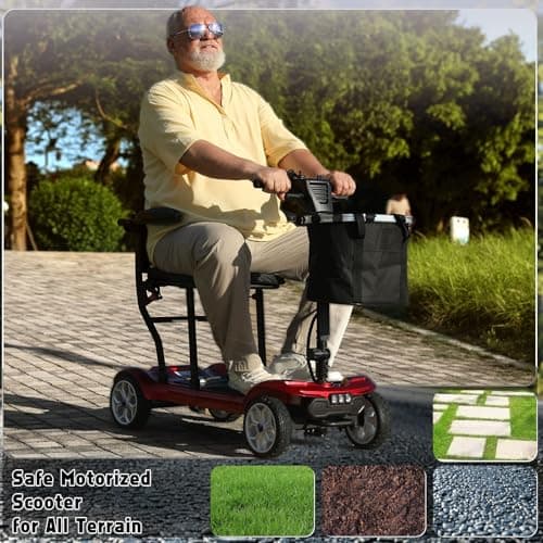 Hassky 4-Wheel Lightweight Folding Mobility Scooter for Seniors 22-Mile Range with Dual Batteries All-Terrain Electric Scooter for Adults with Detachable Lithium Battery & Charger 9