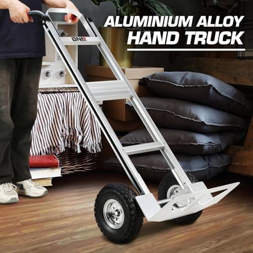 DNA Motoring Aluminum Hand Truck Dolly Cart, 550lbs Capacity Heavy Duty Dolly Cart for Home, Workshop, Office, Warehouse, w/Pneumatic Tire, TOOLS-00749 5