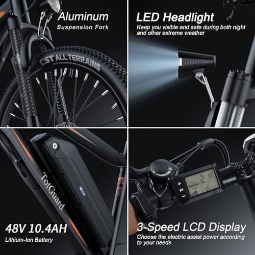 Wooken Electric Bike for Adults with Peak 750W Motor, 27.5'' Ebike with 48V 499WH Removable Battery, Up to 55 Miles Electric Mountain Bike, 21.6MPH Adults Electric Bicycle with LCD Display, 21 Speed 4