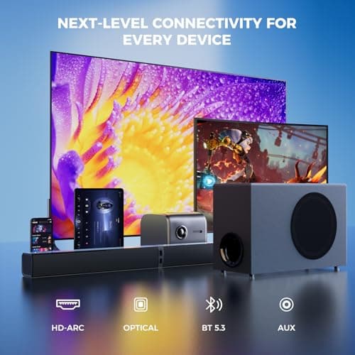 MZEIBO Sound Bar with Subwoofer,120W Soundbar for Smart TV Surround Sound Home Theater System Bluetooth 5.3 Audio Compatible with ARC, AUX, Optical 8