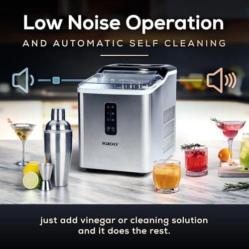Igloo Portable Ice Maker with Scoop - Ice Maker with LED Control Panel & 1.5 Quart Water Tank - Stainless Ice Cube Maker Produces 26 Lbs. of Ice in 24 Hours with 9 Large or Small Cubes in 7 Minutes 5