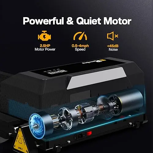 Under Desk Treadmill, Walking Pad for Home/Office, Portable Walking Treadmill 2.5HP, Walking Jogging Machine with 265 lbs Weight Capacity Remote Control LED Display (Black) 6