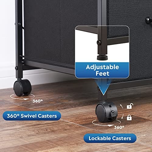 DEVAISE File Cabinet with 3 Drawers, Mobile Printer Stand, Vertical Filing Cabinet fits A4 or Letter Size for Home Office, Black 5