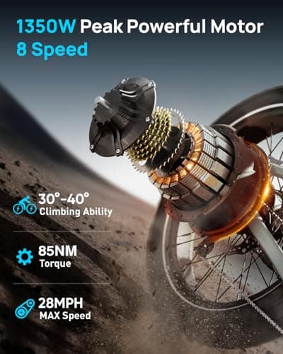 PUCKIPUPPY Electric Bike for Adults 1350W Peak, 28 MPH, 48V 20AH Battery Ebike, 26"x4" Fat Tire Full Suspension Electric Mountain Bike, 80 Miles Range, 8 Speed, Torque Sensor (Labrador Pro) 7