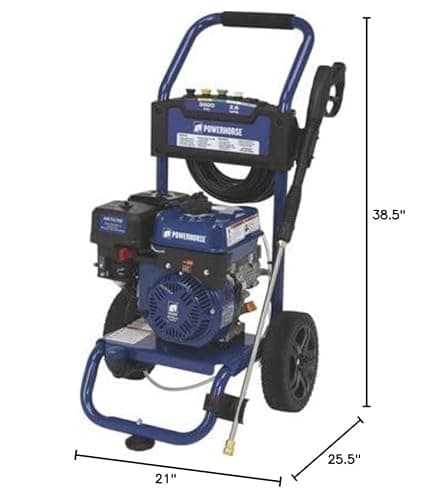 Powerhorse Gas Cold Water Pressure Washer, 3400 PSI, 2.7 GPM, Maintenance-Free Axial Pump, Steel Tube Frame 10