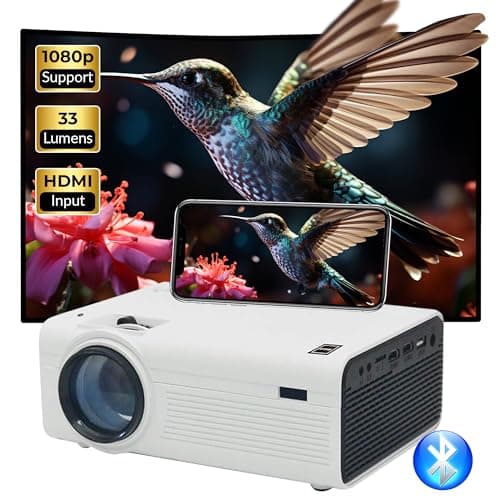 RCA PROJECTOR WITH FREE 100" FOLDABLE SCREEN AND BLUETOOTH | Portable Indoor & Outdoor Projector with 150 Inch Projection | Compatible with HDMI, USB, Roku, iPhone, Android, & Apple TV