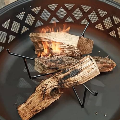 Four Seasons Courtyard 35" Steel Wood Burning Fire Pit Round Outdoor Backyard Patio Deck Fireplace with Protective Spark Screen and Safety Ring, Black 6