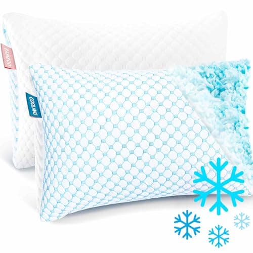 Nestl Cooling Pillow for Sleeping 2 Pack, Luxury Shredded Memory Foam Pillows Queen Size Set of 2, Adjustable Cold Gel Pillows for Hot Sleepers Supportive Cool Pillow for Side Back Stomach Sleepers