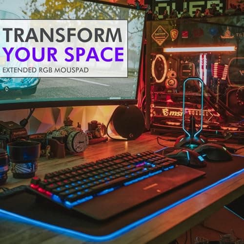 Tilted Nation RGB Mouse Pad for Gaming - Large LED Mousepad - LED Desk mat with 8 Adjustable Light Modes - Non Slip Rubber Base, Easy to Clean Water Proof Surface Mat for Keyboard and Mouse 5