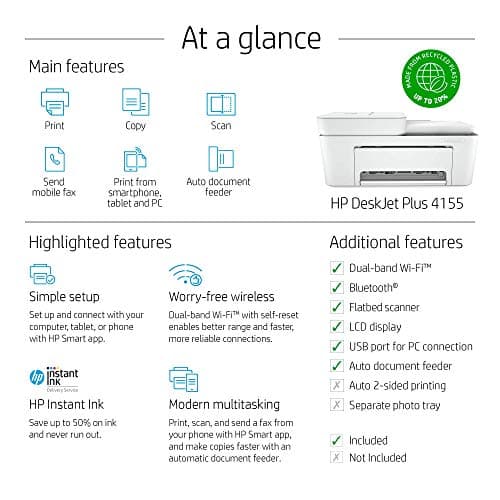 HP DeskJet 4155e All-in-One Wireless Color Printer, (26Q90A) (Renewed) 5