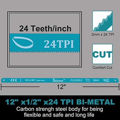 Sdstone Hacksaw Blades High Speed Replacement Blades 24 TPI - 12" Length Hacksaw Blade - Carbon Strength Steel (10 Pack) 5