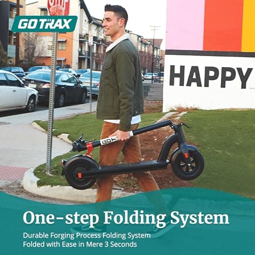 Gotrax G4 Electric Scooter, 10” Solid Tires, Max 25 Mile Range and 20Mph Power by 500W Motor, Double Anti-theft Lock, Bright Headlight and Taillight, 500W Foldable E Scooter for Adults 7