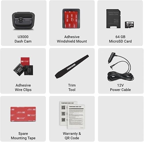 Thinkware U3000 4K Front Dash Cam with Sony STARVIS 2 Sensor, Built-in Radar Parking Mode, Super Night Vision 4.0, Dual-Band Wi-Fi, GPS, HDR, ADAS, Bluetooth, Supports Up to 512GB microSD 8